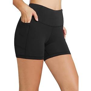 baleaf Women's 8"/ 5"/ 3" Biker Shorts High Waist Yoga Workout Gym Running Volleyball Spandex Shorts with Pockets, Size -L
