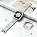 Supoix Compatible with Apple Watch Band 38/40/41/42/44/45/46/49mm+ Case, Women Jewelry Bling Diamond Rhinestone Replacement Metal Bands & 2 Pack PC Protector Case for iWatch Ultra 3/2/1 Series 11/10/9/8/7/6/5/4/3/2/1/SE