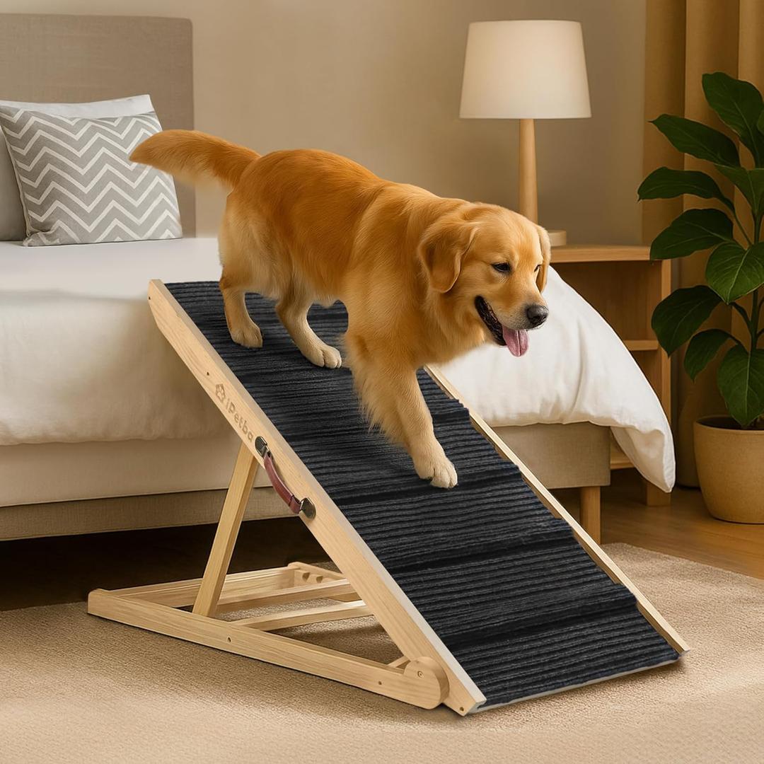 Dog Ramp for Bed & Couch for Large Dogs - Joint-Friendly, Anti-Slip, Adjustable, Extra Wide & Stable, Up to 200 lbs
