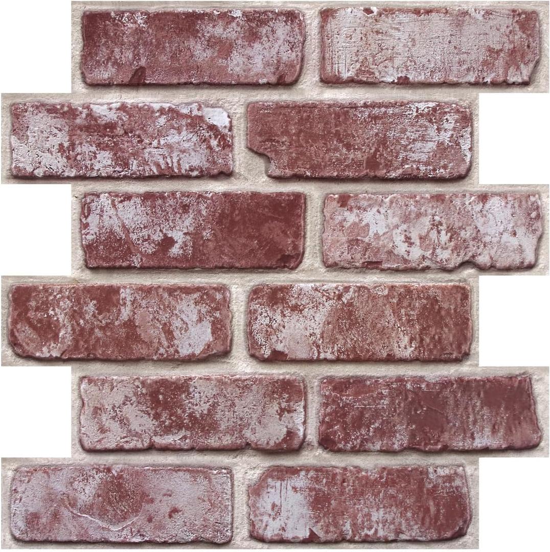 3D Faux Brick Wall Panels Peel and Stick, Designed for Quick DIY, 11.8 x 11.8 inch