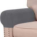 Stretch Armrest Covers (Set of 2)  Anti-Slip Spandex Jacquard Furniture Protectors for Chairs, Sofas & Recliners  Washable & Durable Slipcovers (Grey)