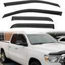 4pcs Smoke Tint Rain Guard Window Visors Compatible with 2019-2025 Dodge Ram 1500 New Body Quad Cab (2 Full-Size Doors, 2 Half-Size Doors) Tape-On Vent Deflector Car Accessories Out-Channel
