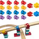Wooden Train Track Accessories, 20 pcs Wooden Track Connector, Compatible with All Major Brands Wood Train Track, Christmas Birthday Gift for Boys Girls, Train Toys Expansion Pack for Kids Ages 3+