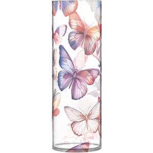 susiyo Translucent Butterflies and Flowers Acrylic Vase, Tall Plastic Vase Cylinder Vase Clear Acrylic Flower Vase for Centerpieces susiyo Translucent Butterflies and Flowers Acrylic Vase, Tall Plastic Vase Cylinder Vase Clear Acrylic Flower Vase for Centerpieces