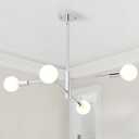 HHR Modern Sputnik Chandelier, Industrial 4-Light Chrome Ceiling Chandelier, Mid Century Light Fixture for Farmhouse Dining Room, Height Adjustable Chandeliers for Kitchen Island