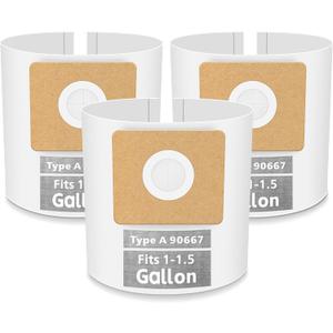 3 Pack Vacuum Bags Replacement for Shop Vac Bags 1-1.5 Gallon Type A 90667 9066700 9066733, PETOX High-Efficiency Disposable Vaccum Collection Filter Bags