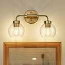zeyu 16 Inch Wall Sconce Lighting for Bathroom, Gold Bathroom Vanity Light, 2-Light Vanity Lights with Clear Glass Globe Glass, Brushed Gold Finish, ZS62BG-2W BG