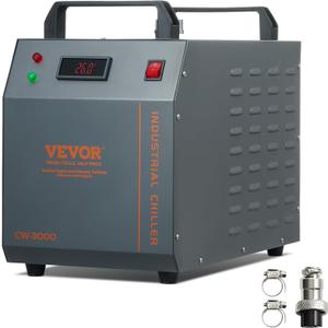 VEVOR Industrial Water Chiller, CW-3000, Air Water Cooling System 80W, Water Tank Capacity 12L, Maximum Flow Rate 12L/Min for Laser Engraving Machine Cooling