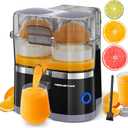 KEENSTAR Electric Citrus Juicer, Dual-Head Orange Juicer Squeezer with Power Cord, Portable Juicer with Cleaning Brush for Lemon, Grapefruit, High Juice Yield, One Touch Operation, Easy to Clean