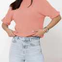 Saodimallsu Womens Short Sleeve Sweater Crew Neck Pullover Summer Lightweight Loose 2025 Knit Tops Dressy Casual Blouse (Pink, L)
