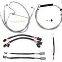Extended 12" Handlebar Cables Set NO ABS Clutch Cable Brake Line Extension Kit for Harley 2021-2023 Road King/Electra Glide/Street Glide/Road Glide NO ABS, Chrome