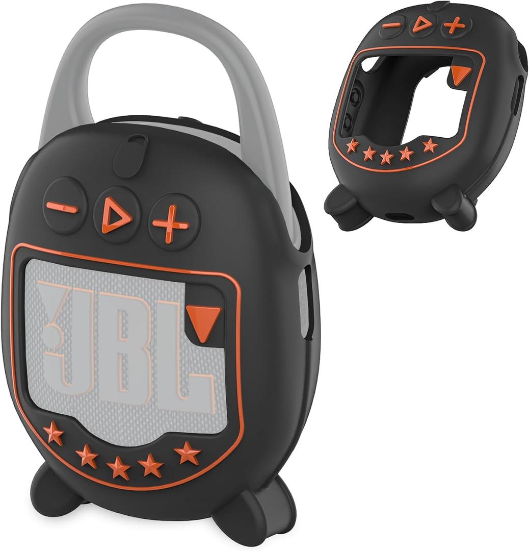 JCHPINE Silicone Cover Case for JBL Clip 5 Ultra Portable Bluetooth Speaker, Protective Skin Accessories for JBL Clip 5 Pro Sound Bluetooth Speaker Stand Up (Only Case) (Black)