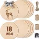 Suzile 10 Pcs 18 Inch Round Wood Circles for Crafts Unfinished Wooden Blank Signs Wood Circles for Craft Round Wood Disc for DIY Valentines Gift for Home Decor Painting