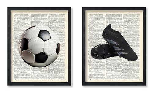 Poster Master 2-Piece Sports Poster - Soccer Print - Soccer Ball Illustration - Game Art - Soccer Cleats Graphic - Dictionary Visual - Great Gym or Office Wall Decor - 8x10 UNFRAMED Wall Decor