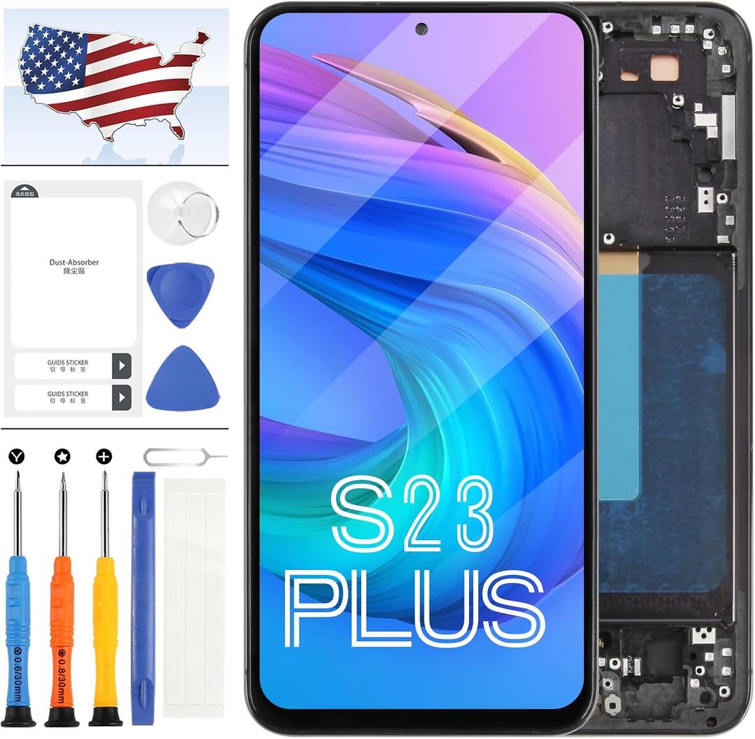 TFT for Samsung Galaxy S23+ Plus 5G Screen Replacement,for Samsung S23 Plus S916 LCD Screen SM-S916U S916A S916W LCD Display Touch Digitizer Assembly with Frame [US Version,No Fingerprint] (Black)