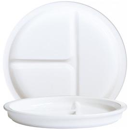 Divided Glass Plates, 3 Compartments, White