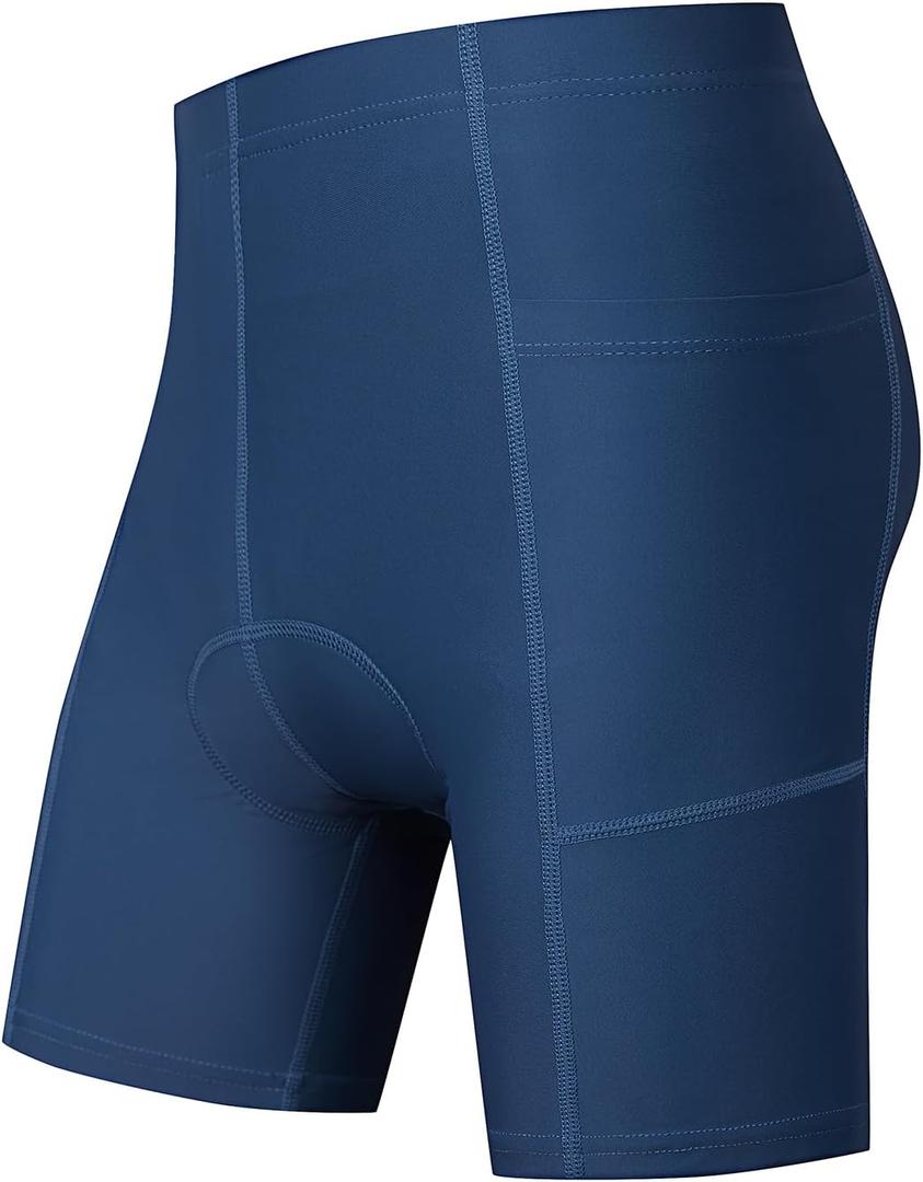Kids Padded Bike Shorts Boys Girls Biking Shorts with Pockets 3D Padding Cycling Shorts for Boys (11-12, Blue)