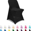 ManMengJi Black Folding Chair Covers, Spandex Folding Chair Covers 10 PCS, Banquet Chair Slipcovers for Party, Wedding, Holidays, Celebration