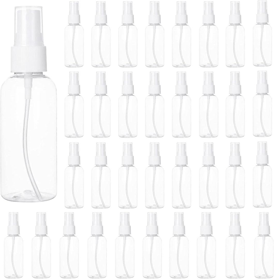 APACALI 50pcs 2 Oz Clear Fine Mist Spray Bottles, Reusable, Leak-Proof, Mini Travel Empty Spray Bottles for Perfume, Plant, etc. (60ml)