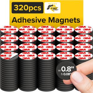 X-bet MAGNET Hyper-Sticky Magnets with Adhesive Backing - (0.8'' x 0.08'', 320 pcs) Strong Magnetic Dots for Whiteboard, Fridge, Crafts - Easy-to-Cut Stickers for Planning and Organization