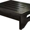 Wooden Step Stool for Adults & Kids, Non-Slip Rubber Feet, 6.5 Inch High, Lightweight Small Step, 400 Lbs Capacity, Bed Step Stool for High Bed, Bathroom & Kitchen (Black)