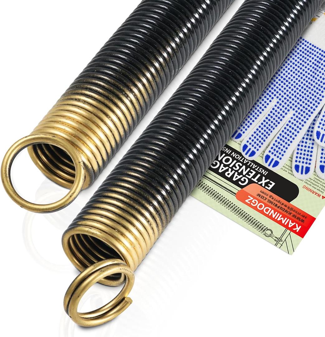 Pair of 180lb. Heavy Duty Garage Door Extension Springs Stretch Springs, 25" Long,Double Loop Ends, High Precision Electrophoresis Black Coated, MIN 16,000 Cycles, for 7ft High Garage Doors
