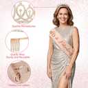 80th Birthday Decorations for Women - Rose Gold 37Pcs Golden Years Celebration Party Kit with Banner, Backdrop, Tiara, Sash, Cake Topper, Latex Balloons, Hanging Swirls, Centerpieces | Party Supplies