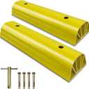 HOXWELL Garage Tire Stops for Garage Floor High-Visibility, 2 Pack 3.1" Higher Block Bumpers for Parking Car SUV Truck, Heavy Duty Car Wheel Stopper for Driveway Outdoor, Easy Installation