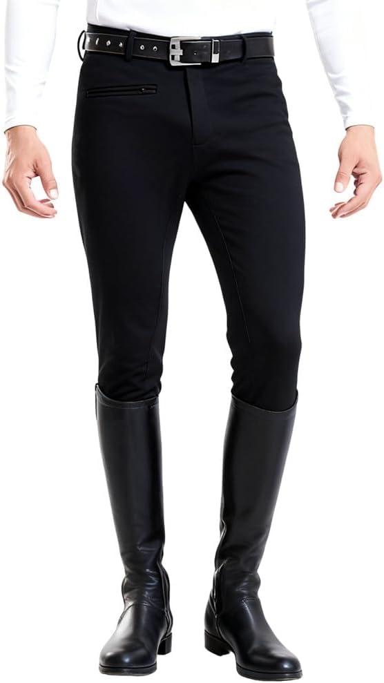 Men's Breeches Full Seat Equestrian Pants for Horseback Riding White Black Horse Riding Trousers Clothes Equipment (US, Numeric, 34, Regular, Black)