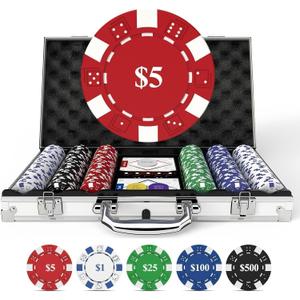 300-Piece Numbered Poker Chip Set  11.5g Heavyweight Casino Style Chips with Denominations  Complete Texas Holdem Kit with Aluminum Case, Decks & Dice for Beginners & Family Game Night