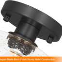 Classic Black Hallway Light Fixture - 8 Inch Round Semi Flush Mount Ceiling Light with Seeded Glass Shade, Mid-Century Style Close to Ceiling Design for Entryways & Corridors