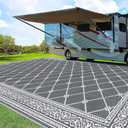 HiiARug Outdoor Rug 9'x18' for Patios Clearance, Reversible Outdoor Plastic Straw Waterproof Camping Carpet, Large Area Rugs Patio Mats for Outside RV, Camper, Deck, Porch, Beach, Picnic, Classic Grey