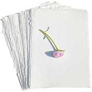 Loose Leaf Deckle Sheets for Writing Calligraphy, Printing, Scrapbook Crafts, Map, Certificate, Invitation Ivory White 150 GSM-501-8x10-20