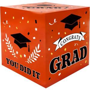 Graduation Card Box 2026 Graduations Decorations, Orange Graduation Card Box for Party 2026, Grad Cards holder Class of 2026 for College High School Gift Decor Supplies