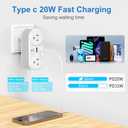 European Travel Plug Adapter for Europe & UK, PD 20W Fast Charger with 2 Outlets 3 USB Charging Ports, CHUAFIUR US to Europe Plug Adapter to UK EU Ireland Italy Israel Spain France Travel Essentials