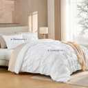 Andency White Twin Comforter Set (66x90Inch), 2 Pieces Cute Soft Pinch Pleat Bedding Comforters & Sets for Kids Girls, All Season Lightweight Fluffy Down Alternative Bed Set