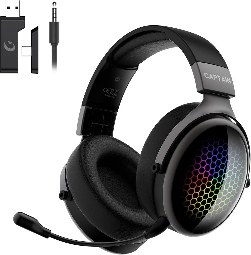 2.4GHz Wireless Gaming Headset for PS5/PS4/PC/Switch - Bluetooth 5.3 Headphones with 7.1 Surround Sound, Noise-Canceling Mic, 30+Hr Battery & Support Playing While Charging - Black