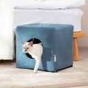 Cat Cubby for Indoor Cats, Fluffy Large Cube Cat Cave Bed, Cat House Hideaway for Multiple Cats & Small Pets, Detachable Sherpa Cover 16 Inches