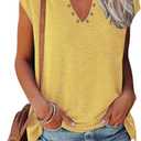 ETCYY NEW Womens Cap Sleeve Tank Tops Casual T-Shirt Loose Fit Basic Shirts A-Yellow (Yellow, S)