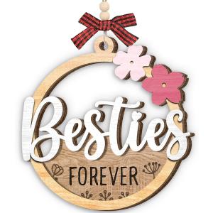 Forever Besties Ornament 2025, Holiday Friendship Gifts for Women, Soul Sisters, Girls, Wooden Friends Ornaments for Christmas Decorations, BFF Keepsake Ornament as Gifts for Her