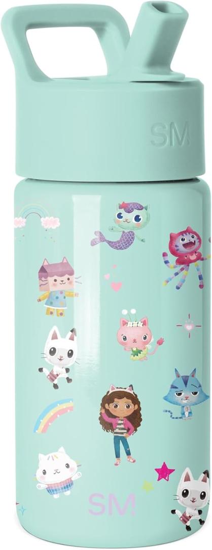 Simple Modern Gabby's Dollhouse Kids Water Bottle with Straw Lid | 14oz Insulated Stainless Steel Kids Tumbler & Spill Proof Toddler Cup for School, Girls, Boys | Summit | Gabby's Friends