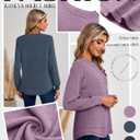 3 x Ficerd 3 Pack Women's Long Sleeve Shirts, Cotton Crew Neck Tunic Tops Casual Loose Fit Pullover Sweatshirts Curved Hem Shirts (M)