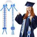 Lyrow Blue and White Graduation Money Lei Class of 2026 Ribbon Money Lei Graduation Cash Gift for Congrats Graduates Grad Leis with Cash Holder for Senior High School Party Supplies (Classic)