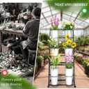 Black Tiered Flower Display Stand with 6 Buckets, Rolling 3-Tier Floral Cart for Florists, Markets & Events, Mobile Flower Presentation Rack for Shop, Patio or Wedding Setup