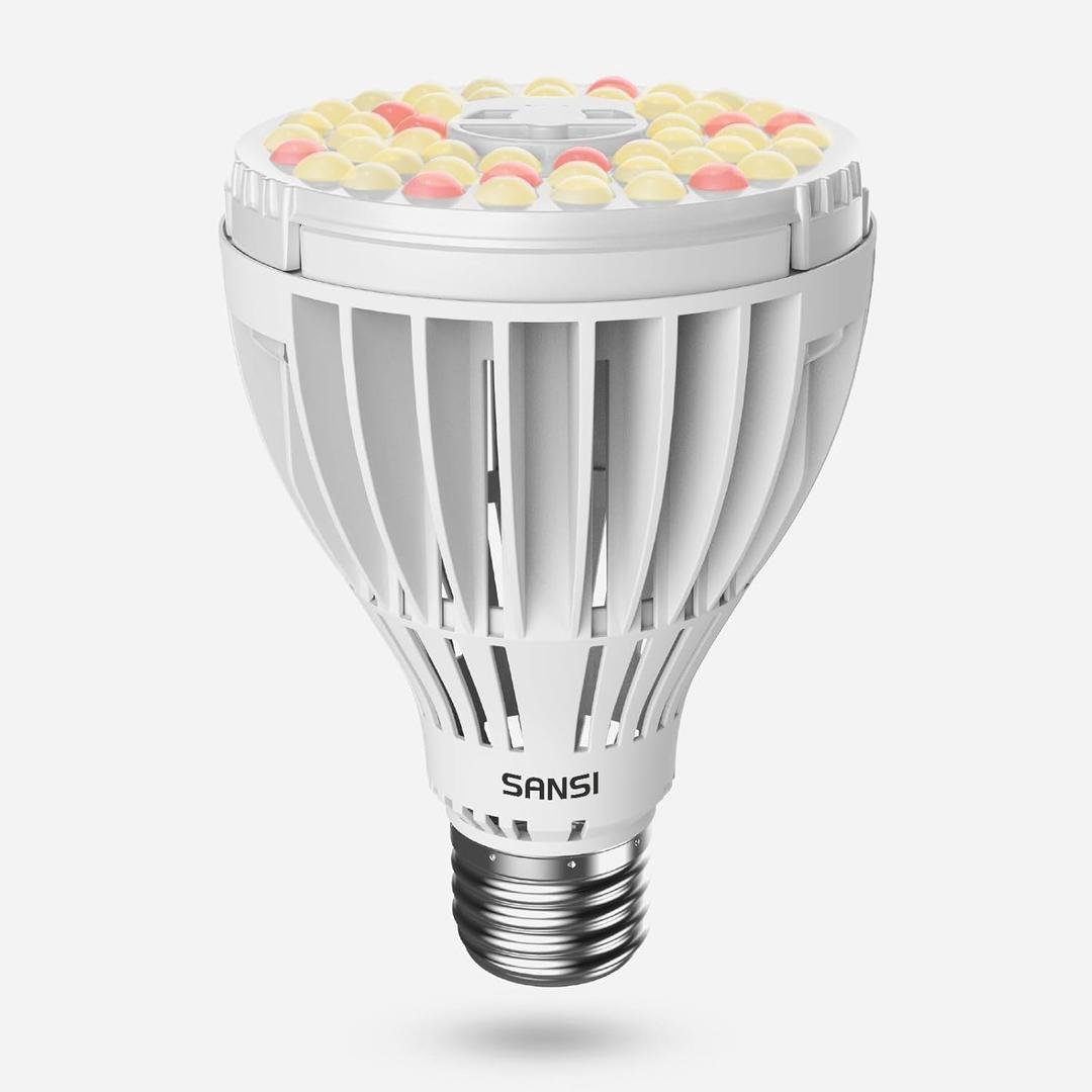 SANSI 250W Equivalent LED Grow Light Bulb, PAR25 30W 5000K+660nm Full Spectrum Grow Bulb for Indoor Plants, 25,000 Hours Lifespan Plant Lights with E26 Base