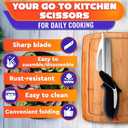 2 in 1 Kitchen Scissors for Food Stainless Steel 9.5" Tomato Knife Chops Vegetables, Fruit, Cheese, Meat in Seconds | Dishwasher Safe Cutting Board Scissors with Safety Lock Mess-Free Prep
