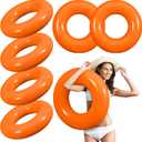 6 Pcs Inflatable Pool Floats 28 Inches Swim Tube Bulk for Adults Swimming Ring Pool Floaties for Beach Party Decorations Women and Men River Lake Summer Vacation Holiday (Orange)