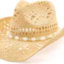 WQWOVRVO Cowboy Hat,Cowgirl Hat,Cowboy Hats for Women/Mens/Straw Wide with Shapeable Brim Cowboy Hat for Womens/White/Black.
