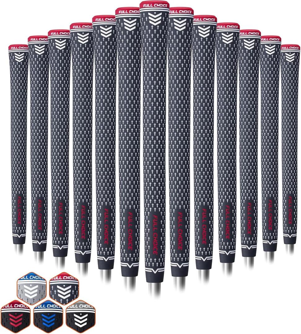 Rubber Golf Grips 13 Pack, Concise Fashion Design, Non-slip, Choose from 13 Grips Set or 13 Grips with Regripping Kit, Standard/Mid/Jumbo Size, 5 Colors, RG02 Golf Club Grips