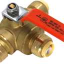 Push Fit 1/2 Inch x 1/2 Inch Push Fit x 1/2 Inch Push Fit 3 Way Tee Valve